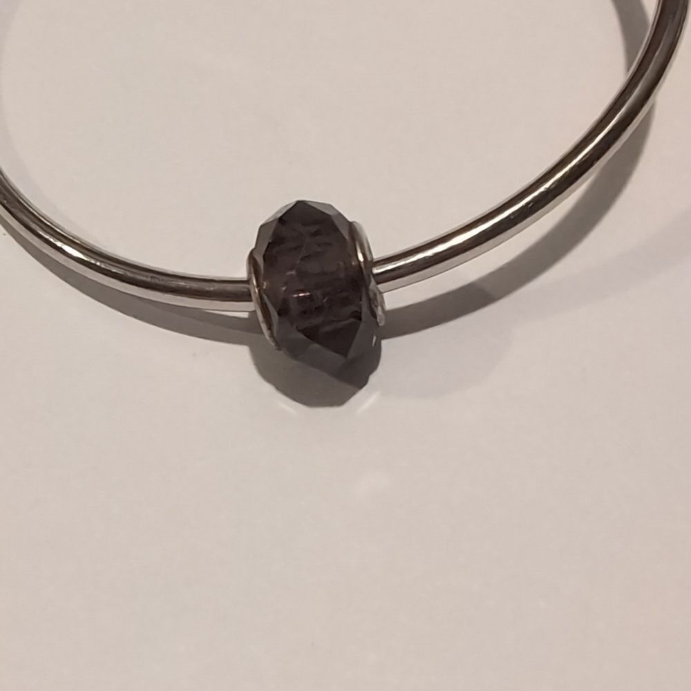 Silver Dark Purple Faceted Charm for Pandora Style Bracelet‎